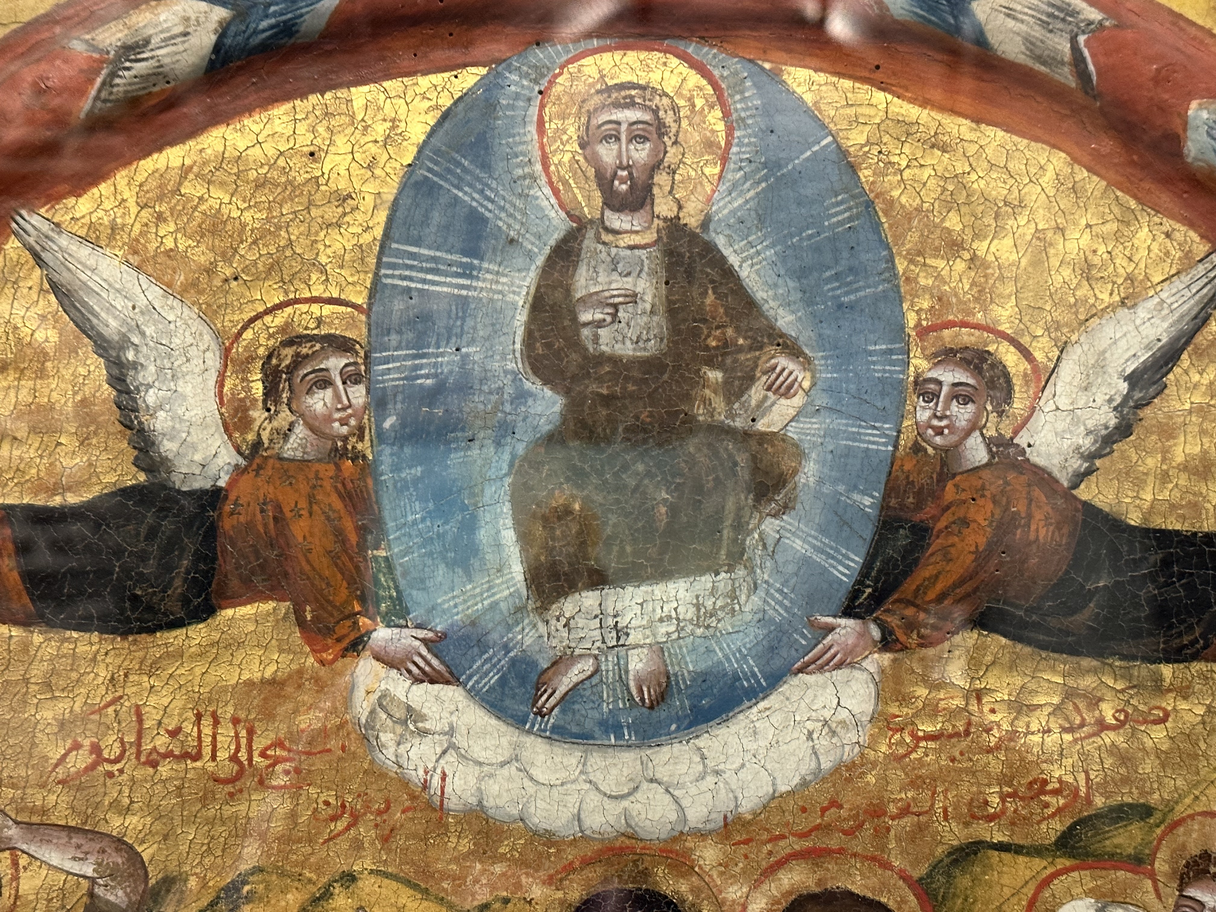 Christ enthroned with angels in gold mosaic