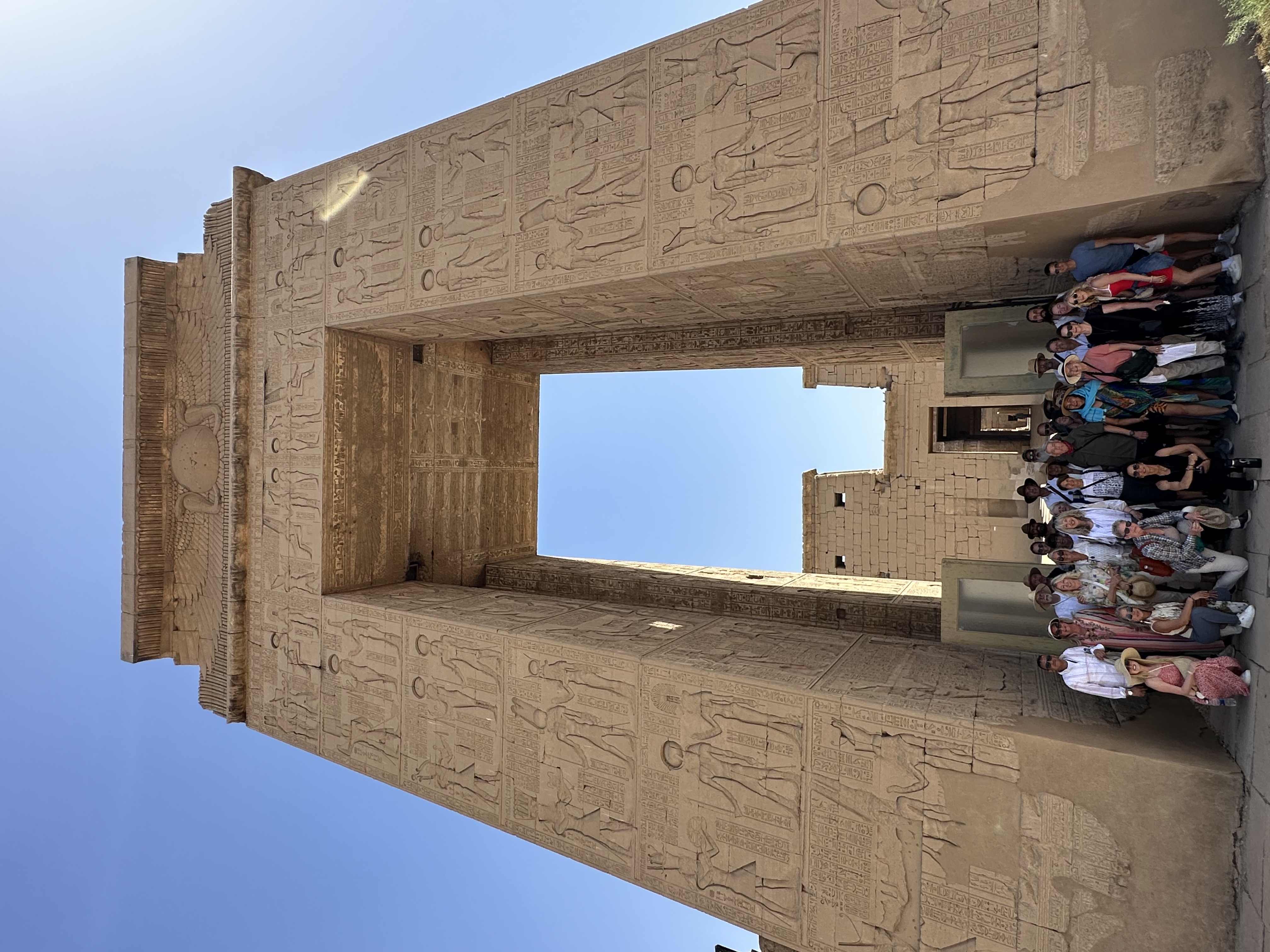 Group photo at temple pylon