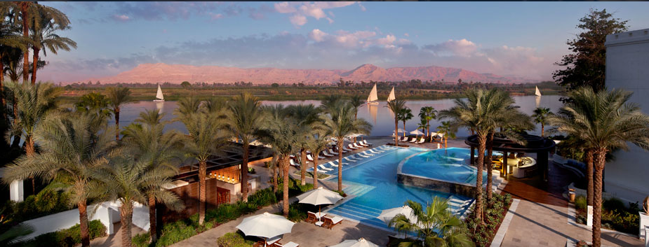 Pool view with mountains