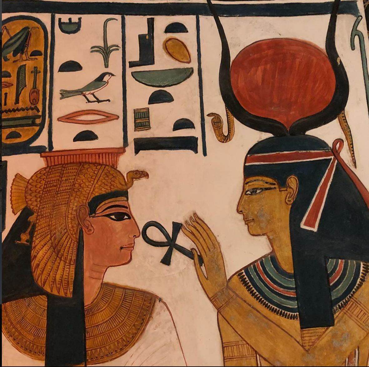 Painted couple relief