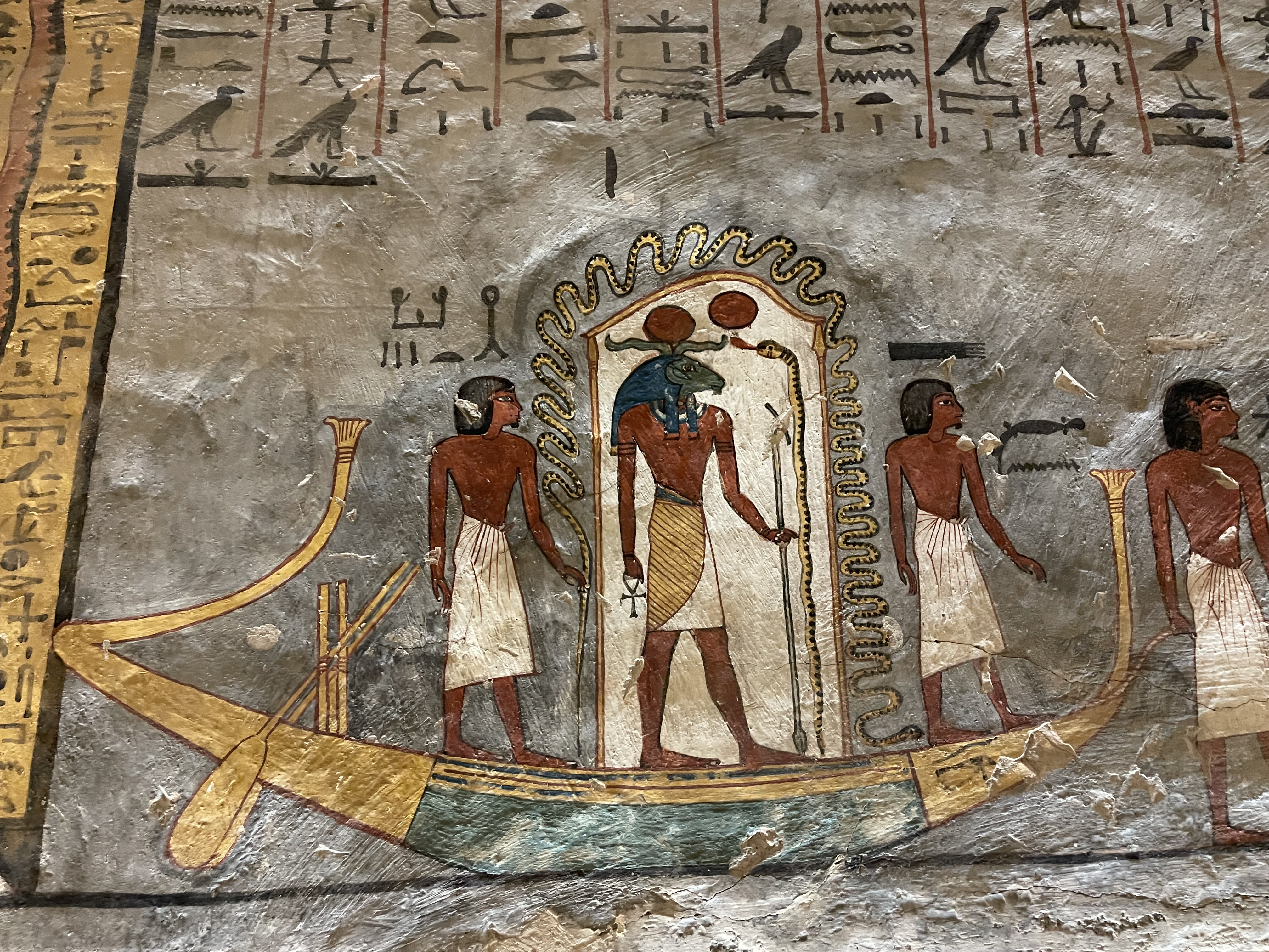 Painted tomb interior corridor