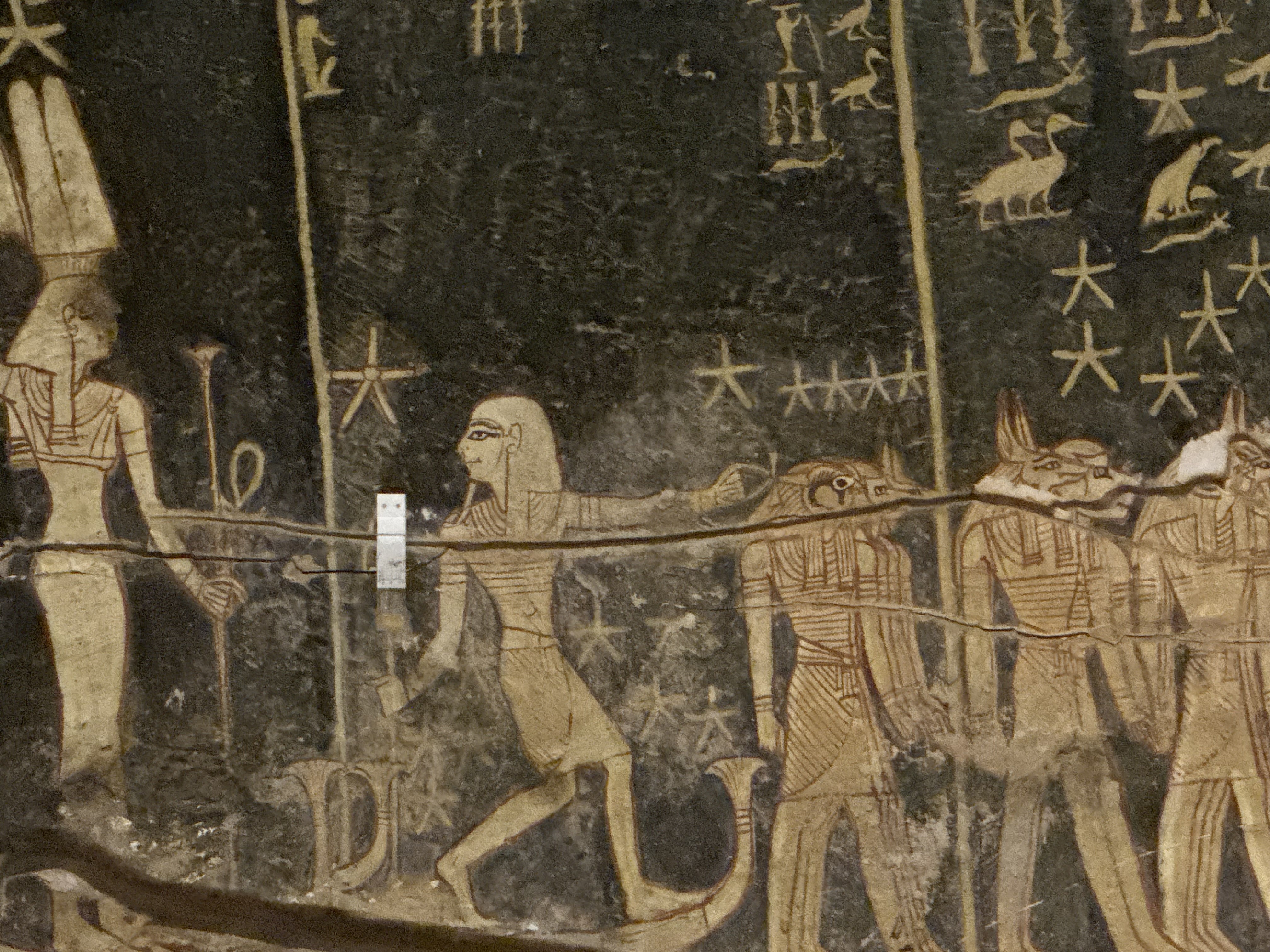 Ancient boat painting on ceiling