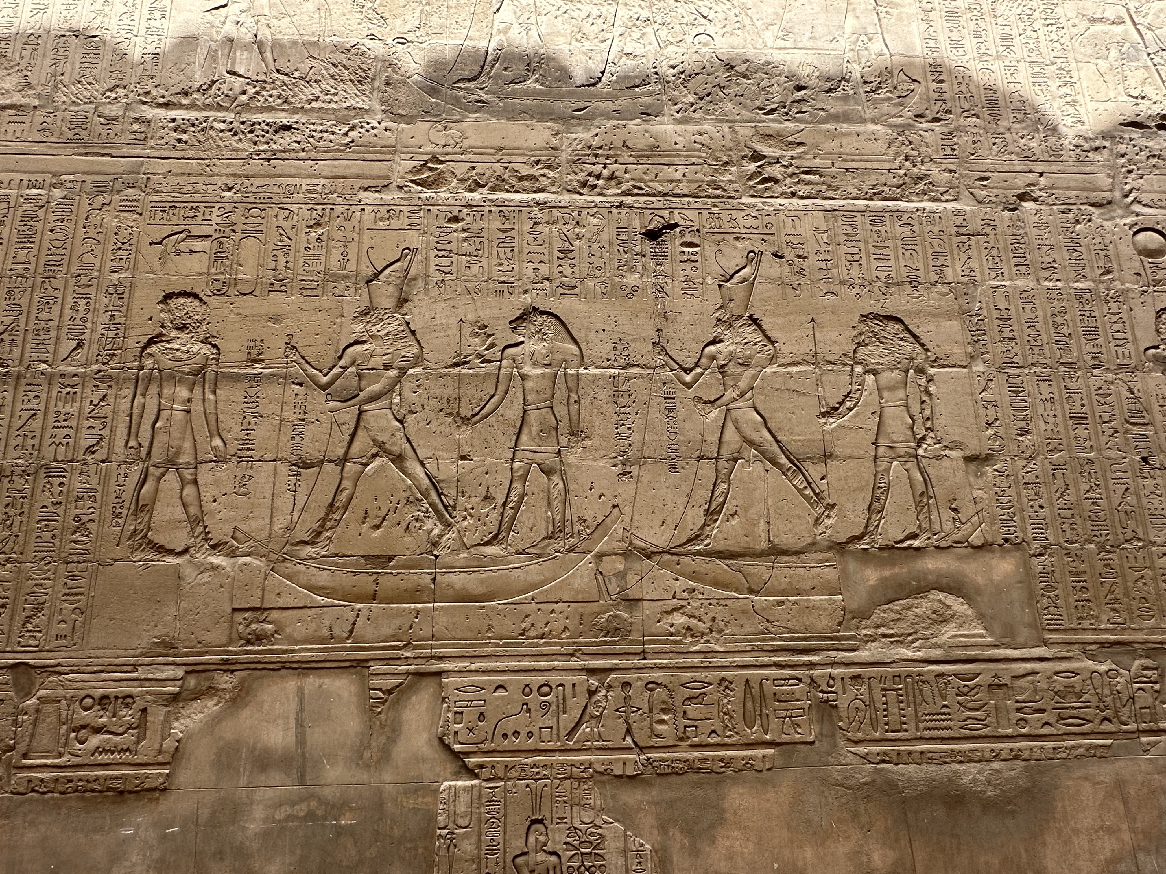 Group photo with large Horus falcon statue